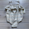 NEW Dylan & Abby Gold Striped Neutral Tones Bubble Romper - Sweet Pea & Teddy