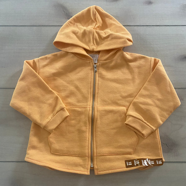 NEW Zara Baby Soft Orange Cotton Hooded Zipper Jacket