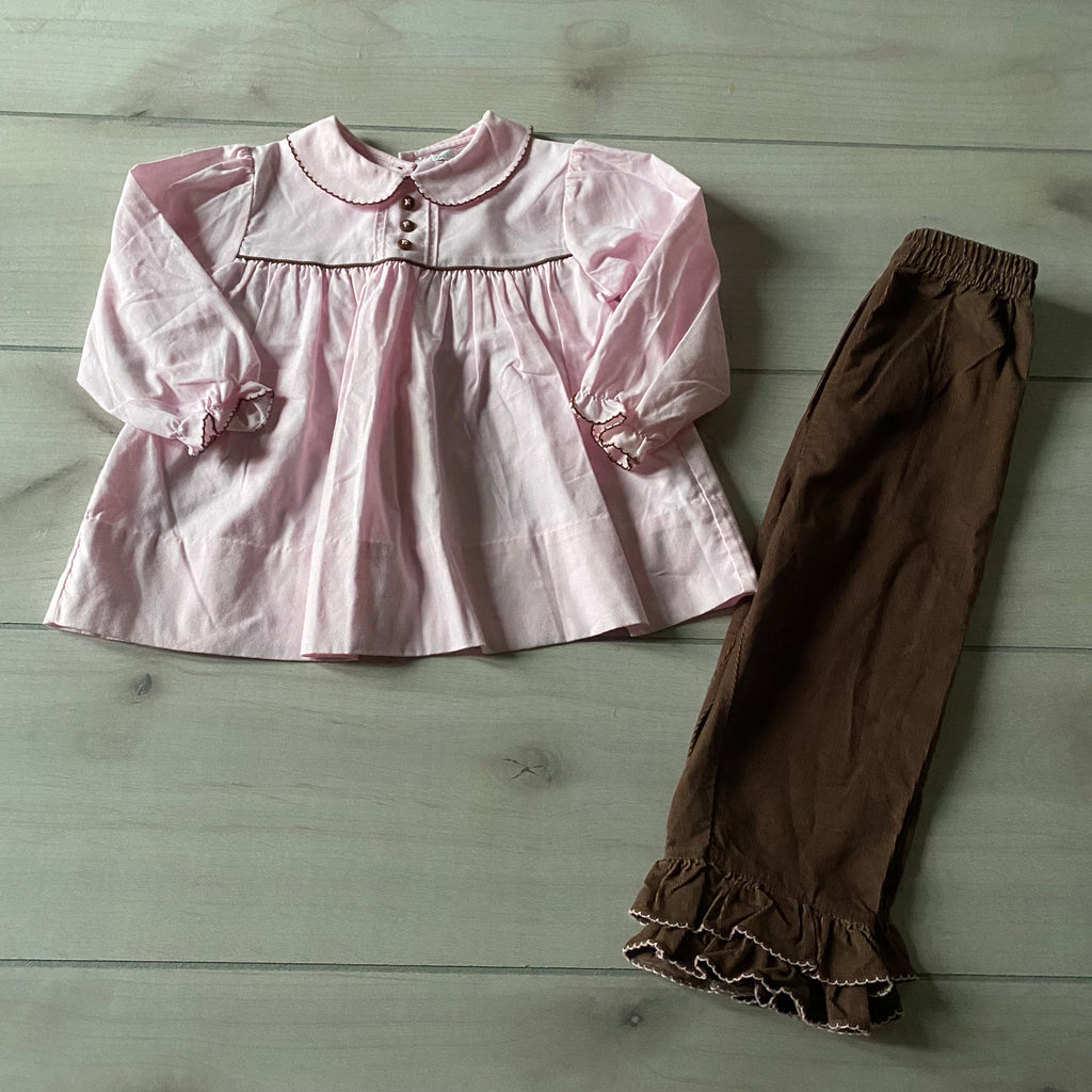Petit Ami Pink & Brown Boutique Outfit