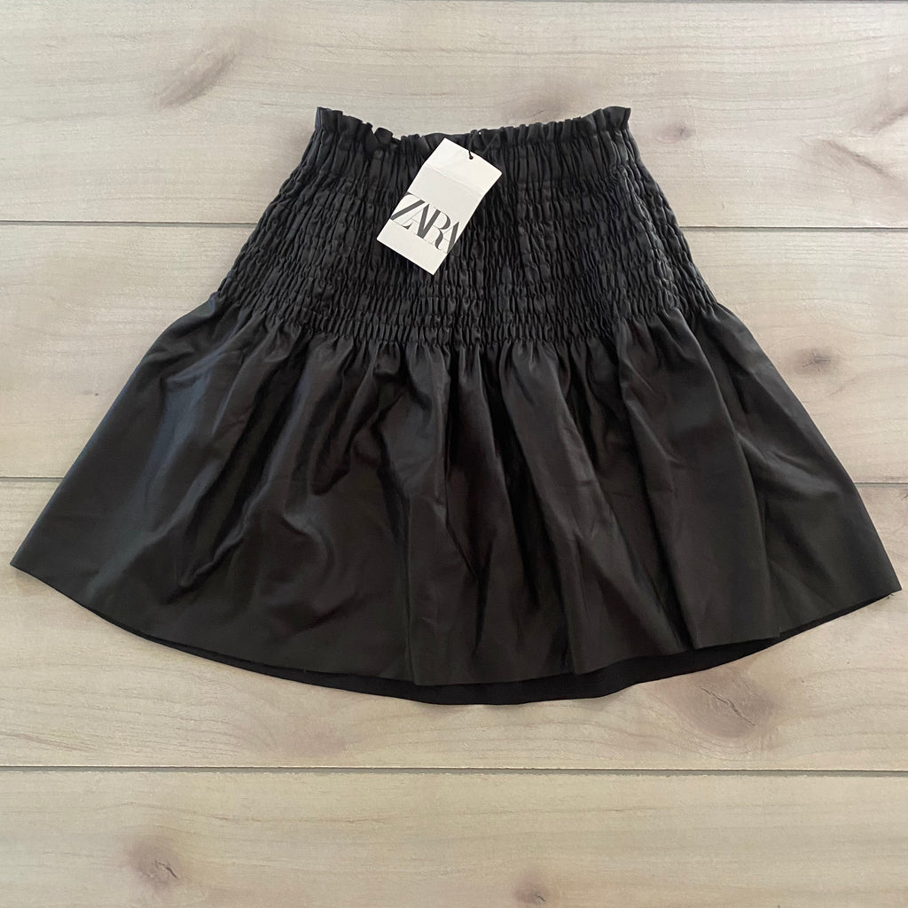 NEW Zara Black Faux Leather Skirt