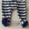 Magnificent Baby Velour Navy Striped Magnetic Footed Sleeper