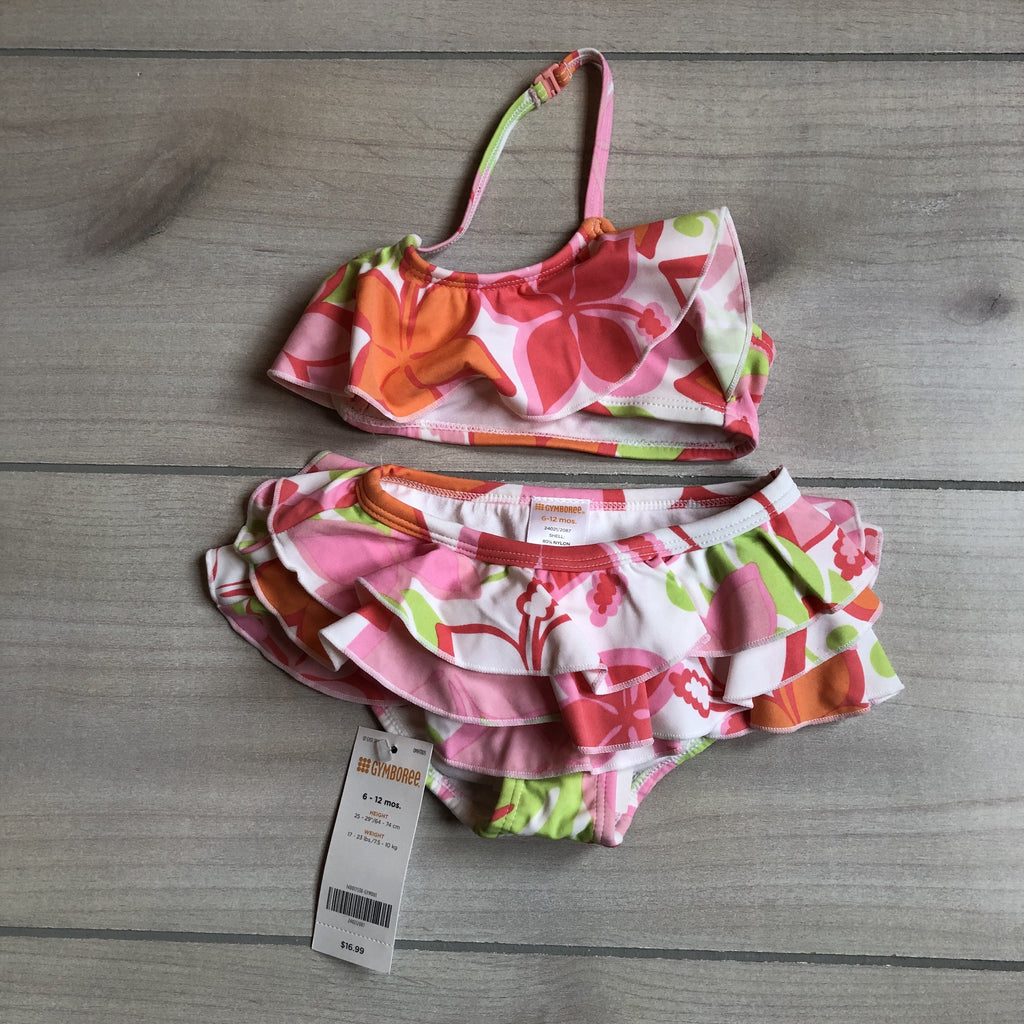 NEW Gymboree Multi Colored 2 Piece Floral Swimsuit - Sweet Pea & Teddy