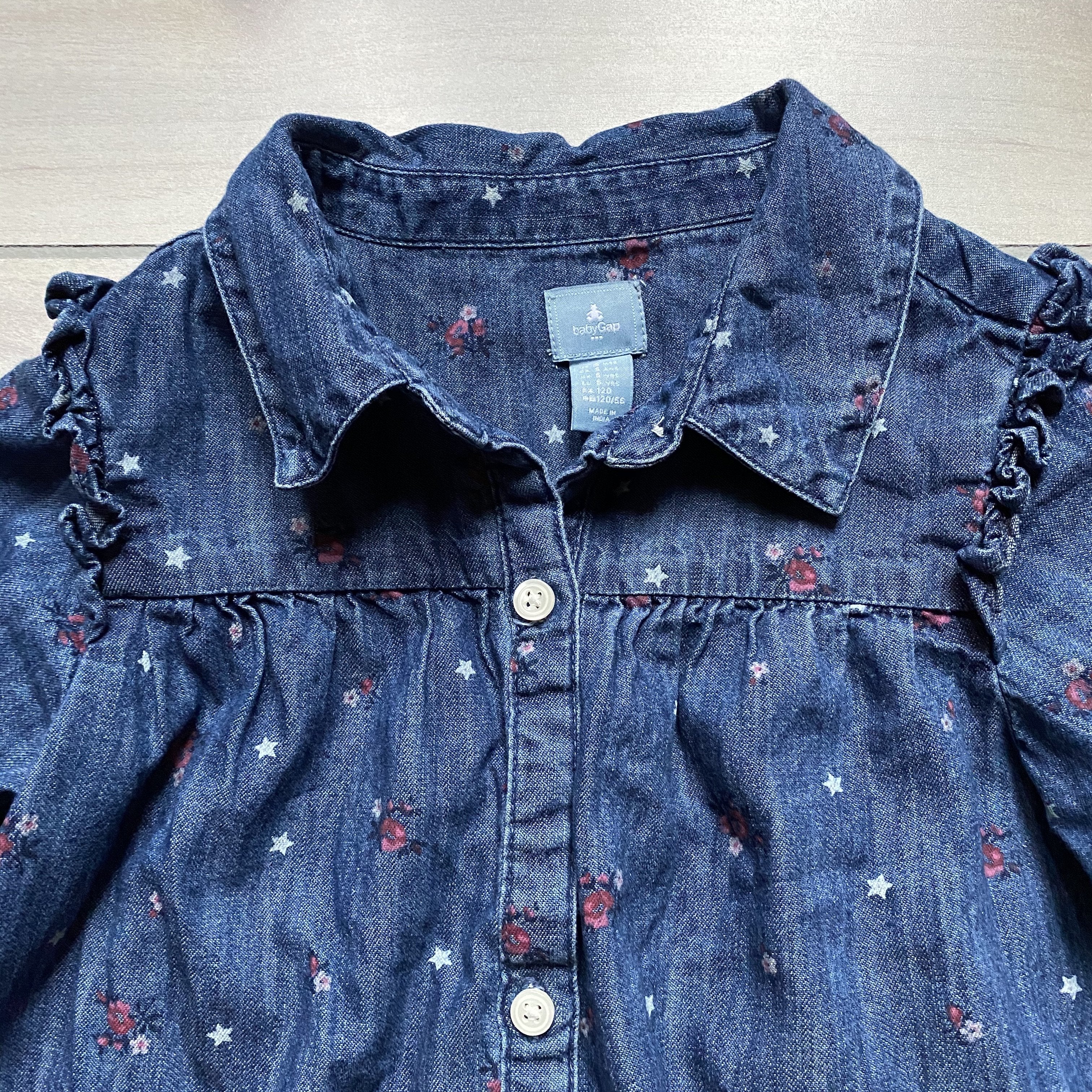 Baby Gap Floral Star Pattern Denim Dress Baby Gap Floral Star Pattern Denim Dress