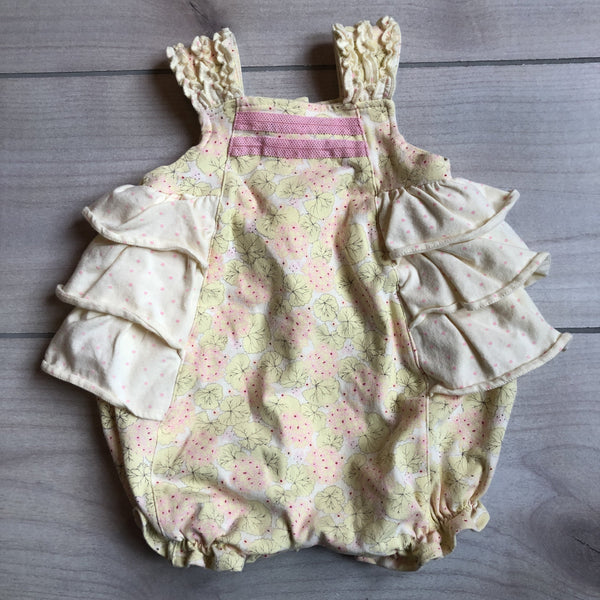 Rabbit Moon Yellow Ruffle Printed Bubble Romper - Sweet Pea & Teddy