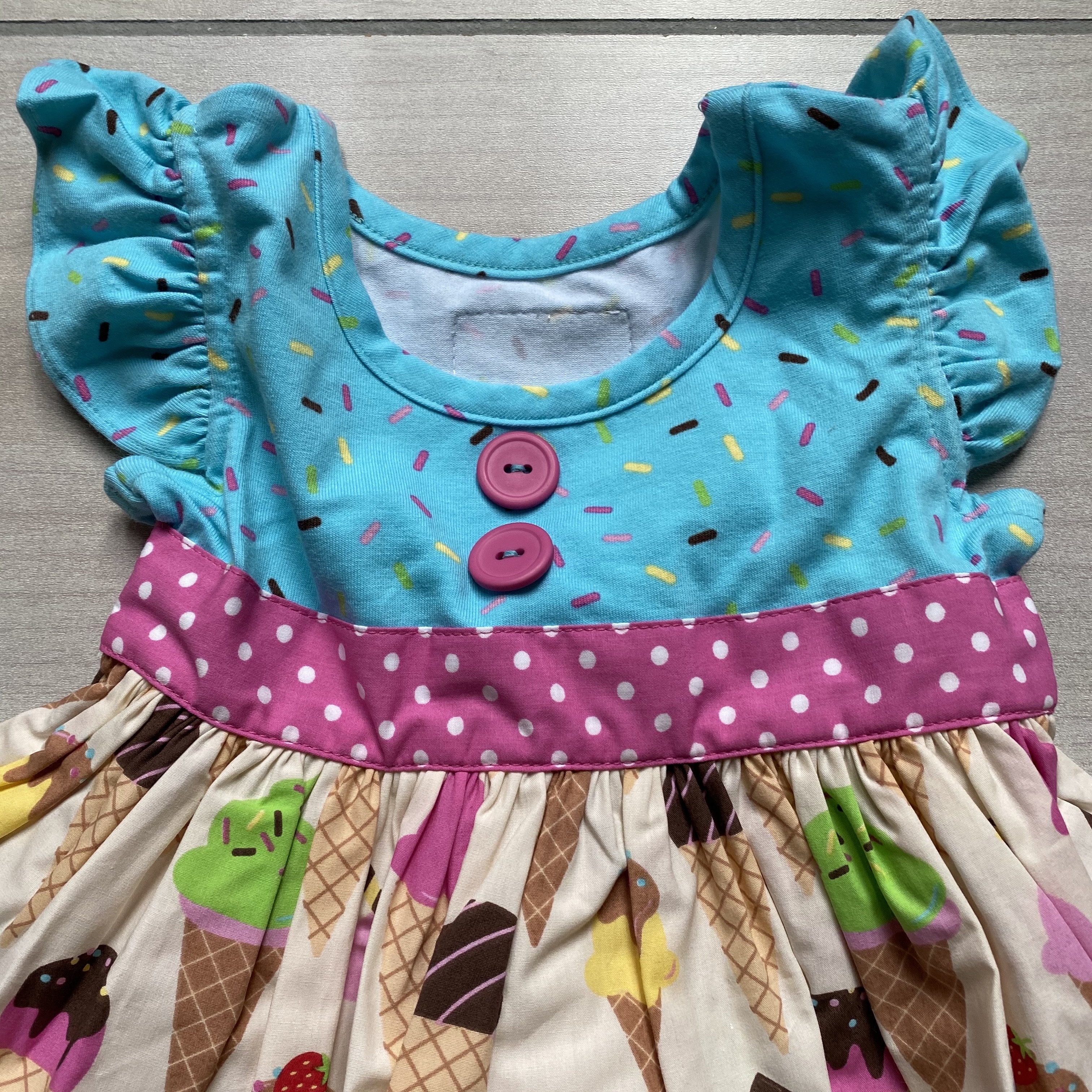 NEW Eleanor Rose Rhonda Flutter Ice Cream Pattern Dress Sweet Pea & Teddy NEW Eleanor Rose Rhonda Flutter Ice Cream Pattern Dress Sweet Pea & Teddy
