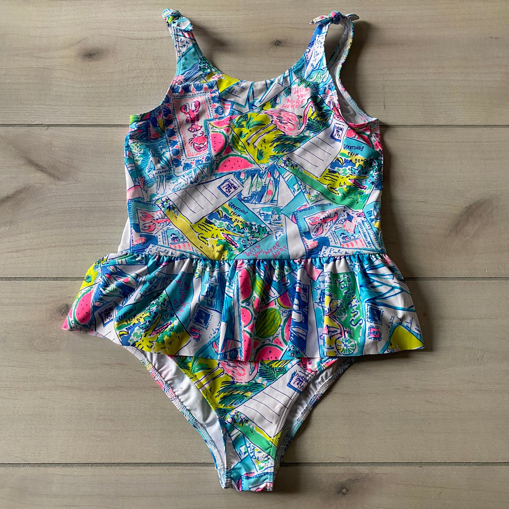 NEW Lilly Pulitzer Vossie Wish You Were Here Swimsuit