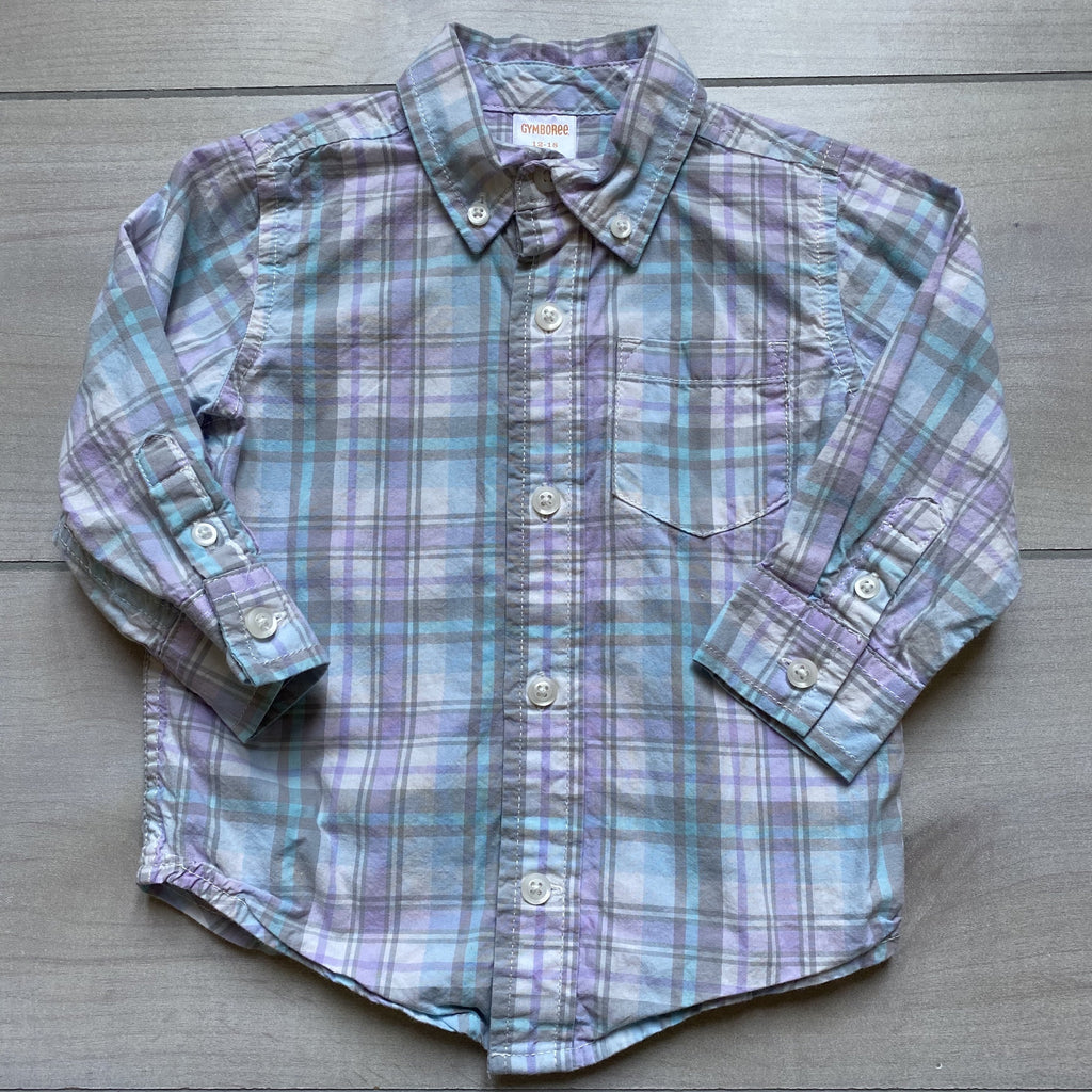 Gymboree Purple and Gray Button Down Shirt - Sweet Pea & Teddy