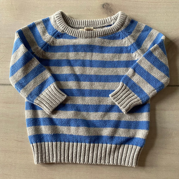 Peek Little Peanut Blue & Gray Cotton Striped Sweater