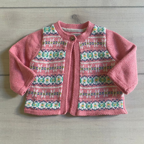 Baby Boden Pink Fair Isle Sweater Cardigan