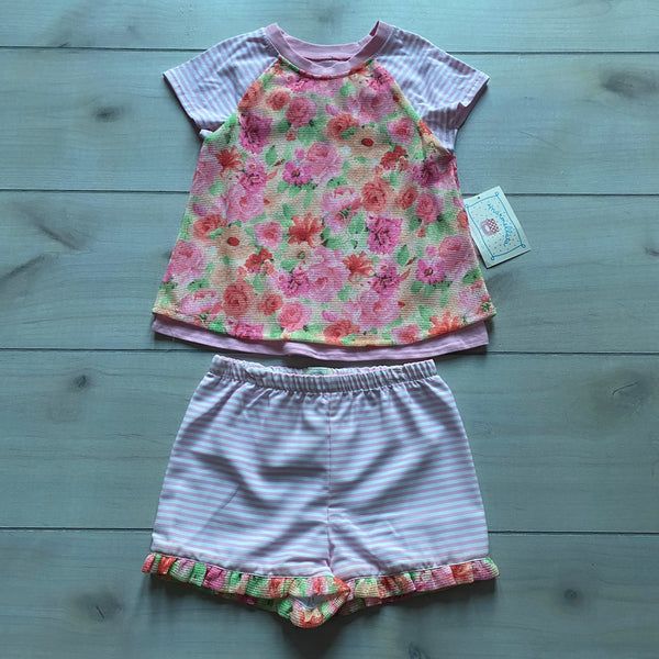 NEW Marmellata Pink Floral Striped Short Set