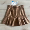 NEW Mayoral Rose Gold Faux Leather Interior Button Tab Adjustable Waist Skirt