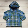 Baby Gap Blue Green Plaid Zipper Hooded Jacket