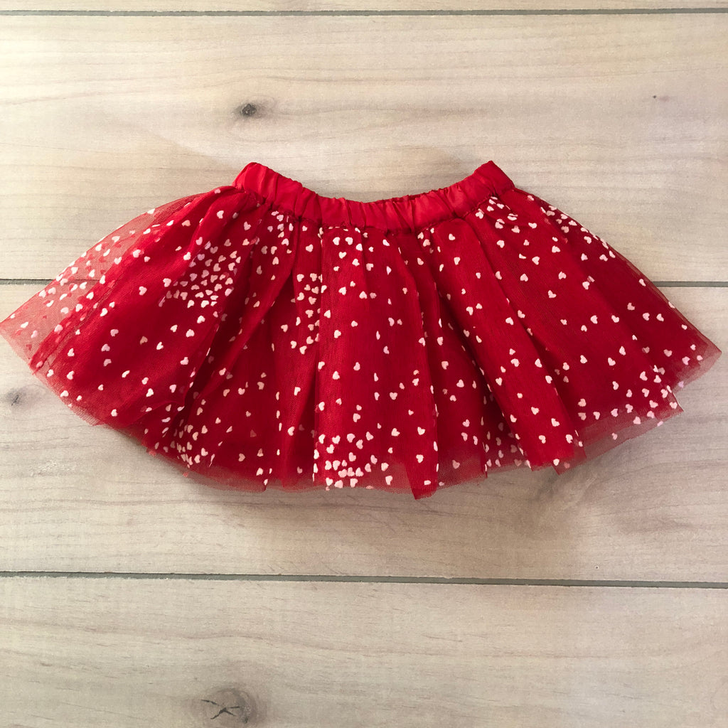 Gymboree Red Tulle Heart Pattern Skirt