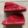 Minnetonka Red Suede Velcro Bootie Moccassin