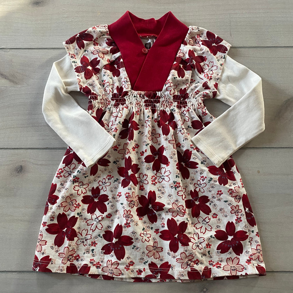 Tea Collection Red Floral Crossover Dress