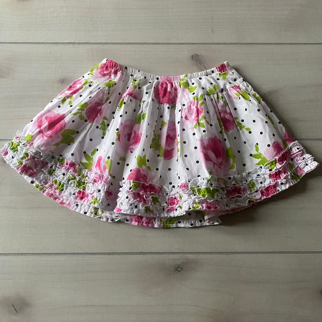 Kate Mack Floral Polka Dot Elastic Waist Skirt