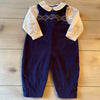 Petit Pomme Blue Smocked Corduroy Romper and White Collared Shirt