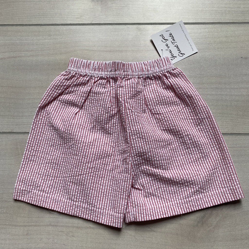 NEW Boutique Red Striped Seersucker Shorts - Sweet Pea & Teddy