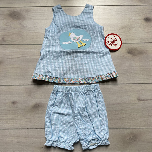 NEW Funtasia Too Blue Seersucker Open Back Shortie Outfit - Sweet Pea & Teddy