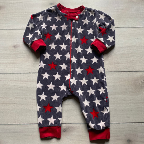 Hatley Navy Red Star Velour Sleeper Romper