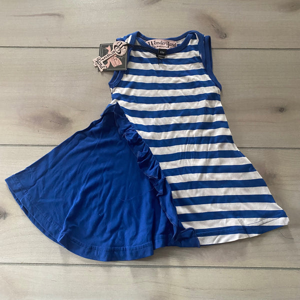 NEW KidCuteTure Wonderland Blue Striped Cotton Dress