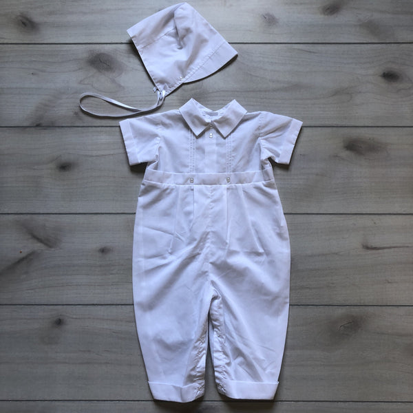 NEW Little Things Mean A Lot White Christening Romper Outfit & Bonnet - Sweet Pea & Teddy